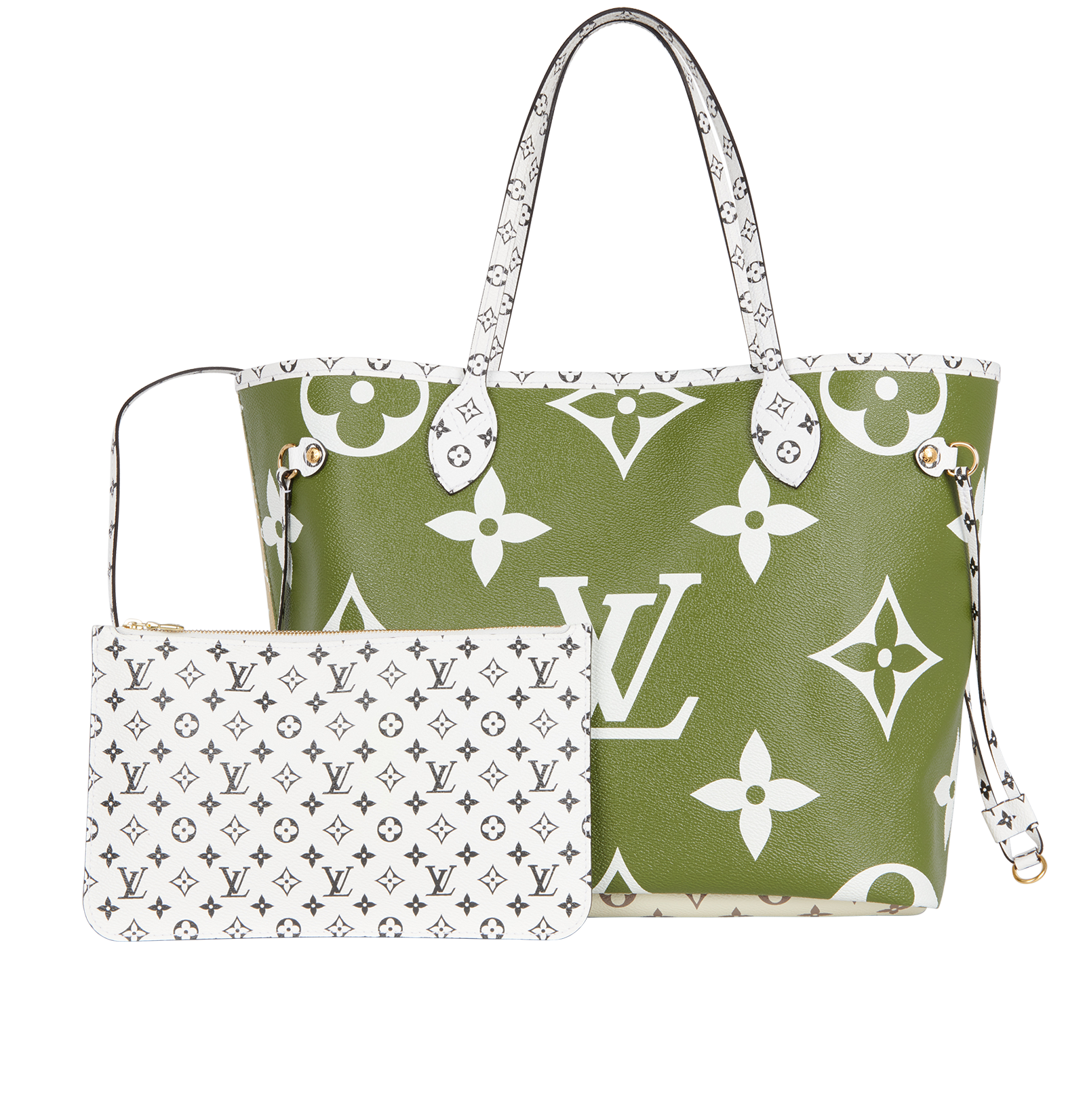 Neverfull MM, &pound;2,200, Handbags, Beige/Green, Canvas, Other view